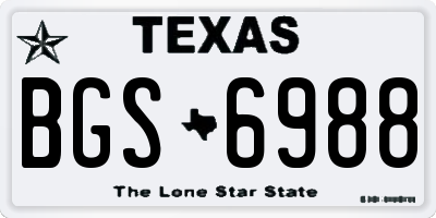 TX license plate BGS6988