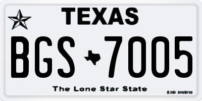 TX license plate BGS7005
