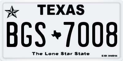 TX license plate BGS7008