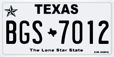 TX license plate BGS7012