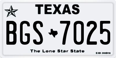 TX license plate BGS7025