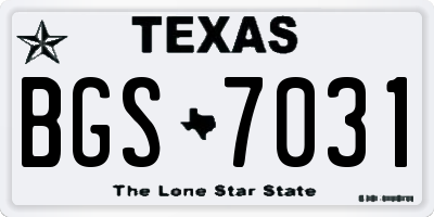 TX license plate BGS7031