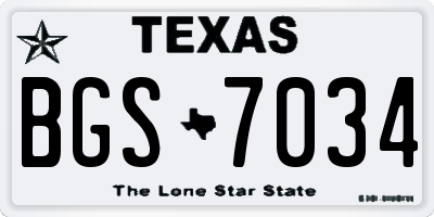 TX license plate BGS7034