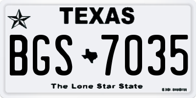 TX license plate BGS7035