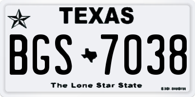 TX license plate BGS7038