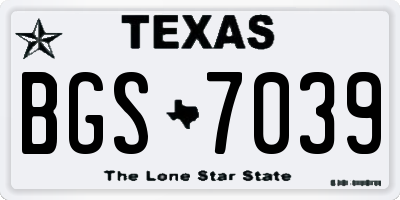 TX license plate BGS7039