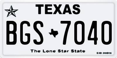TX license plate BGS7040