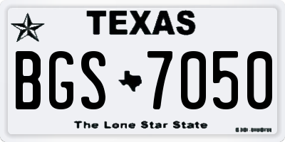 TX license plate BGS7050