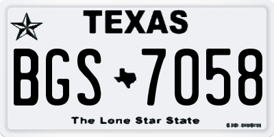 TX license plate BGS7058