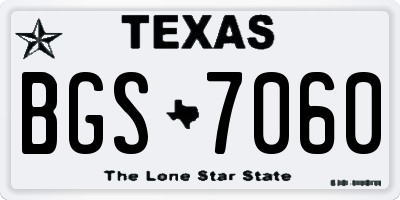 TX license plate BGS7060