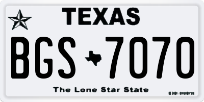 TX license plate BGS7070