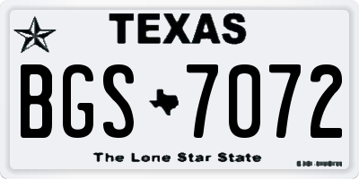 TX license plate BGS7072
