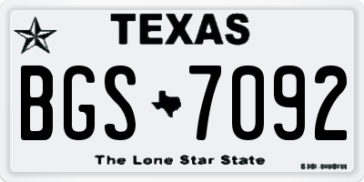 TX license plate BGS7092
