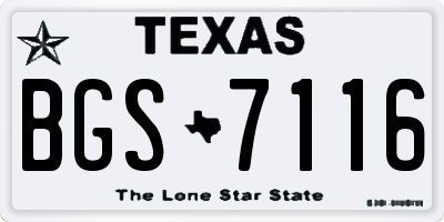 TX license plate BGS7116