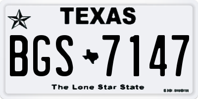 TX license plate BGS7147