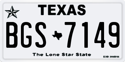 TX license plate BGS7149