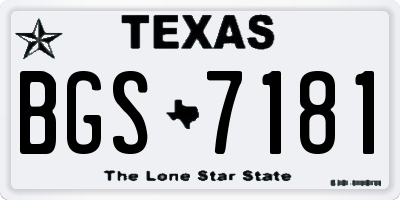 TX license plate BGS7181
