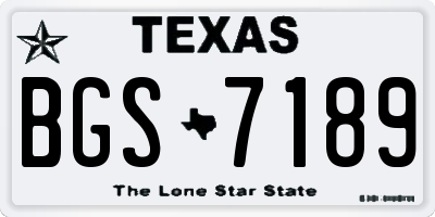 TX license plate BGS7189