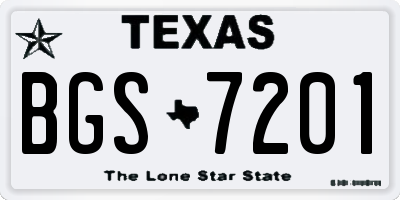 TX license plate BGS7201