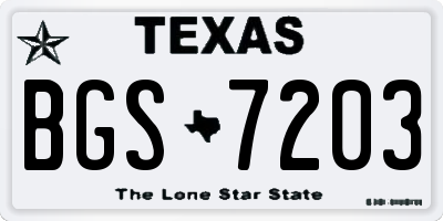 TX license plate BGS7203