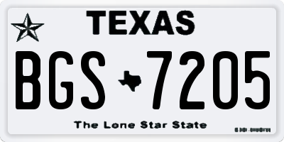 TX license plate BGS7205