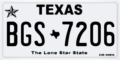 TX license plate BGS7206