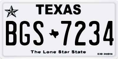 TX license plate BGS7234