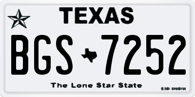 TX license plate BGS7252