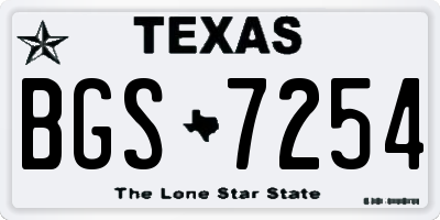 TX license plate BGS7254