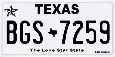 TX license plate BGS7259