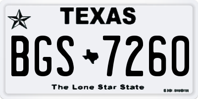 TX license plate BGS7260