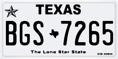 TX license plate BGS7265