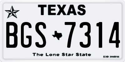 TX license plate BGS7314