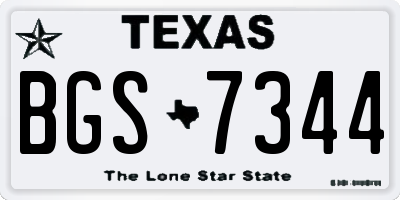 TX license plate BGS7344