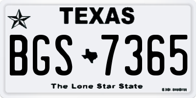 TX license plate BGS7365