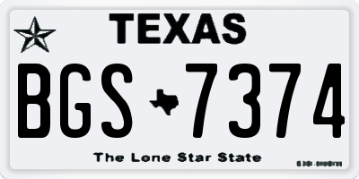 TX license plate BGS7374