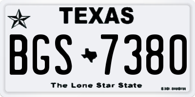 TX license plate BGS7380