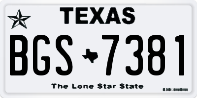 TX license plate BGS7381