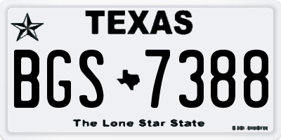 TX license plate BGS7388