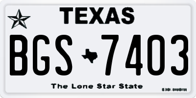 TX license plate BGS7403