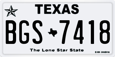 TX license plate BGS7418