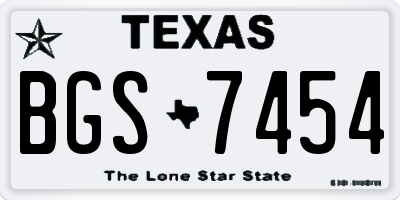 TX license plate BGS7454