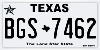 TX license plate BGS7462