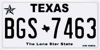 TX license plate BGS7463