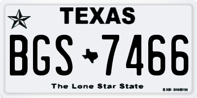 TX license plate BGS7466
