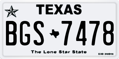 TX license plate BGS7478