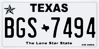 TX license plate BGS7494