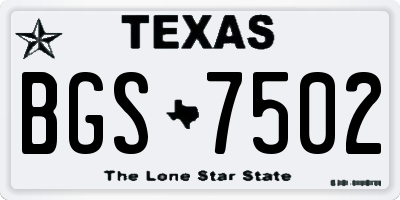 TX license plate BGS7502