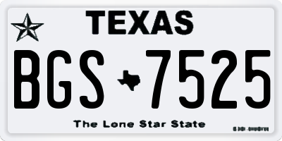 TX license plate BGS7525