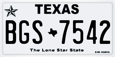 TX license plate BGS7542